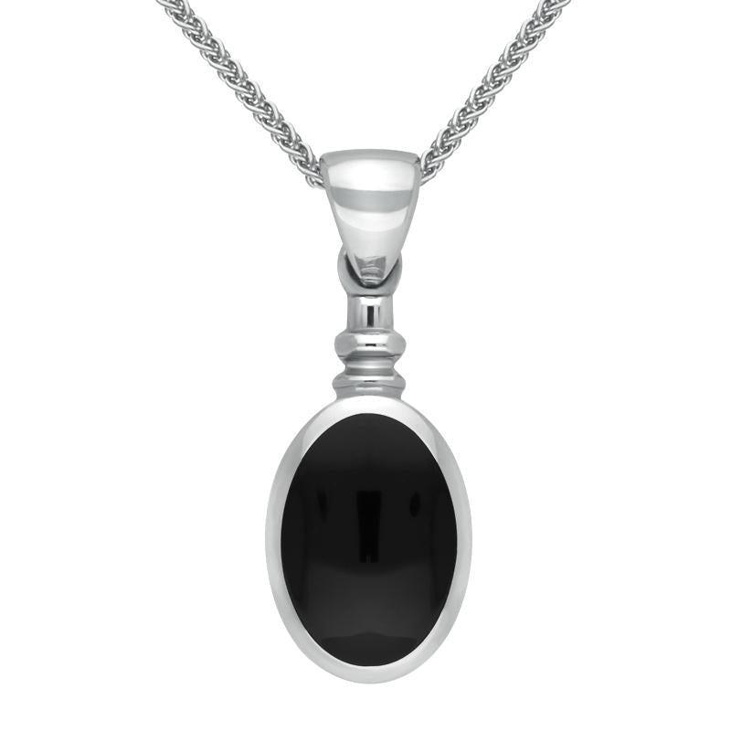 Sterling Silver Whitby Jet Bottletop Necklace - Option1 Value Silver