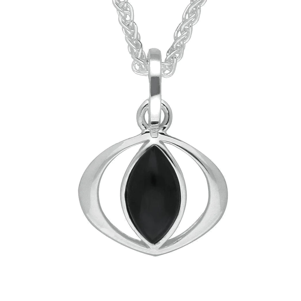 Sterling Silver Whitby Jet Cat Eye Necklace