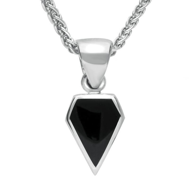 Sterling Silver Whitby Jet Small Kite Necklace - Silver
