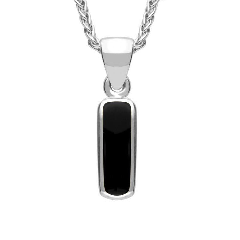 Sterling Silver Whitby Jet Dinky Oblong Necklace - Silver