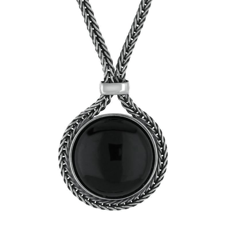 Sterling Silver Whitby Jet Foxtail Round Necklace - Silver