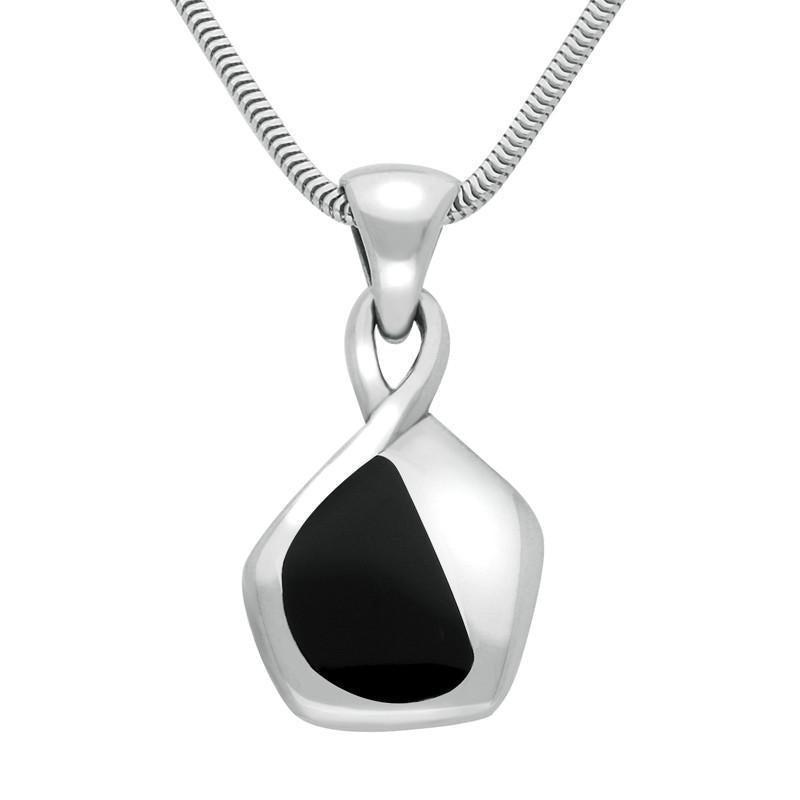Sterling Silver Whitby Jet Freeform Pentagon Necklace - Silver