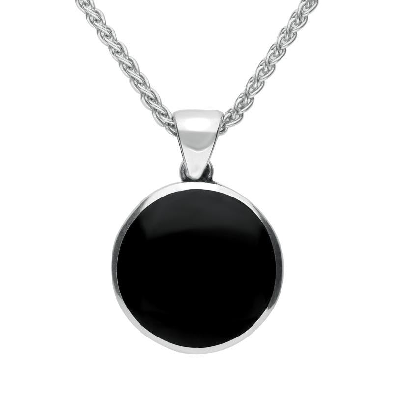 Sterling Silver Whitby Jet Tudor Rose Reversible Necklace - Silver