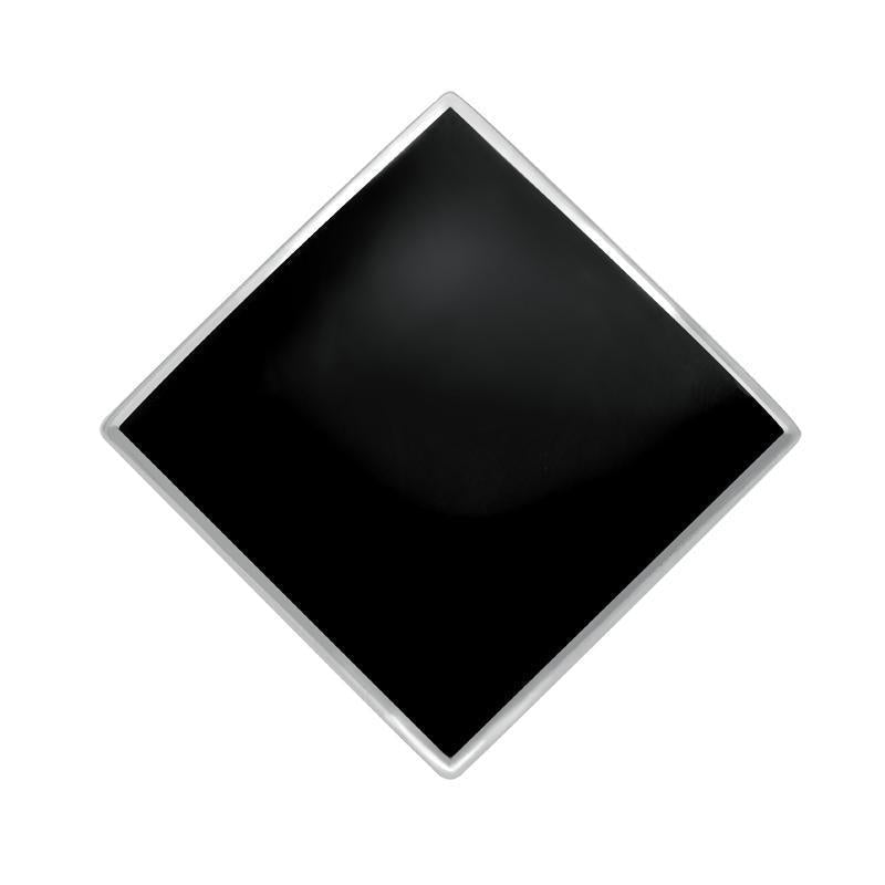 Sterling Silver Whitby Jet Large Rhombus Ring - Silver