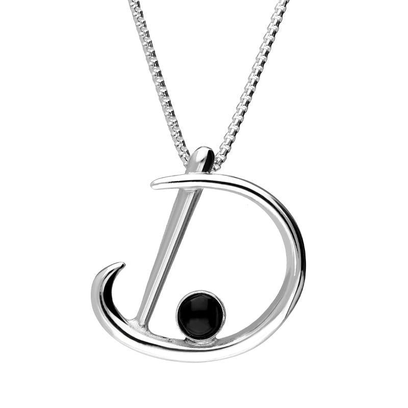 Sterling Silver Whitby Jet Love Letters Initial D Necklace - Option1 Value Silver