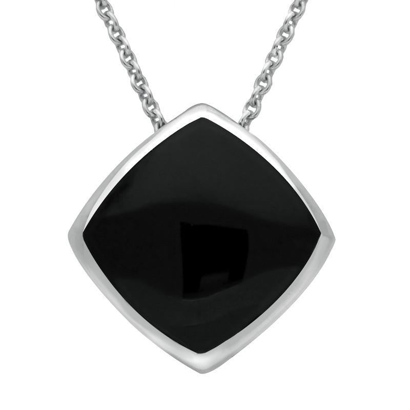 Sterling Silver Whitby Jet Cushion Necklace - Silver