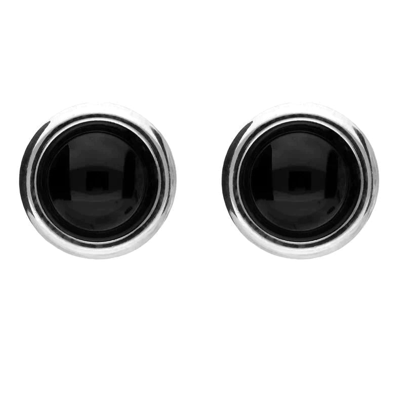 Sterling Silver Whitby Jet Round Stud Earrings