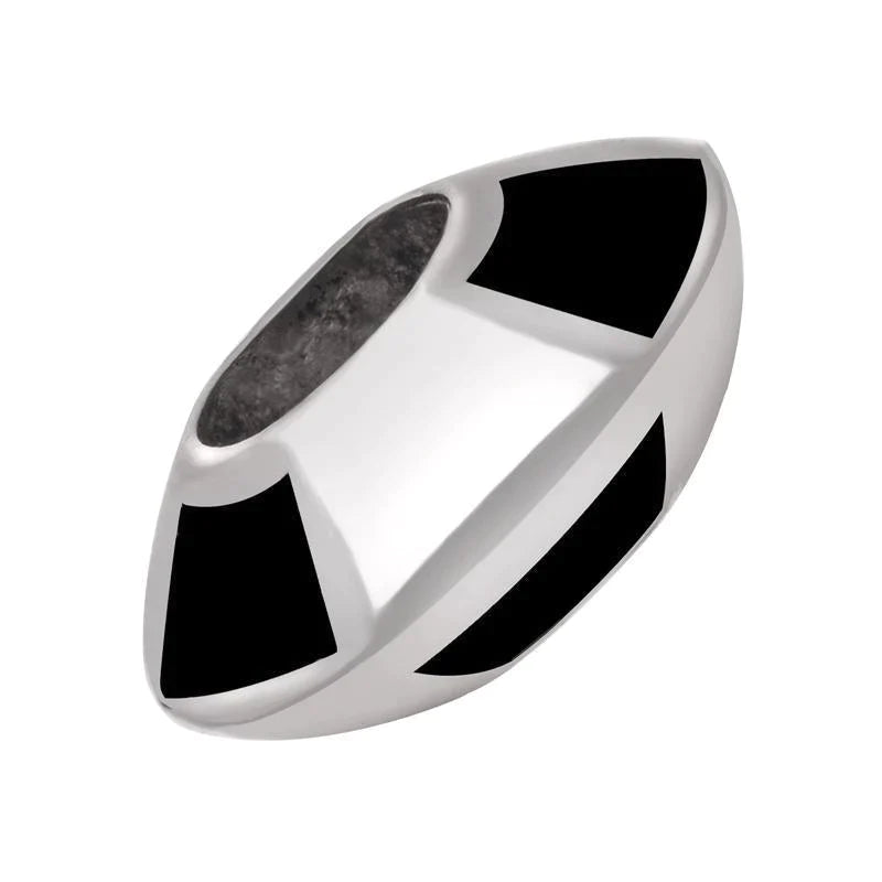 Sterling Silver Whitby Jet Six Stone Chequered Charm - Silver