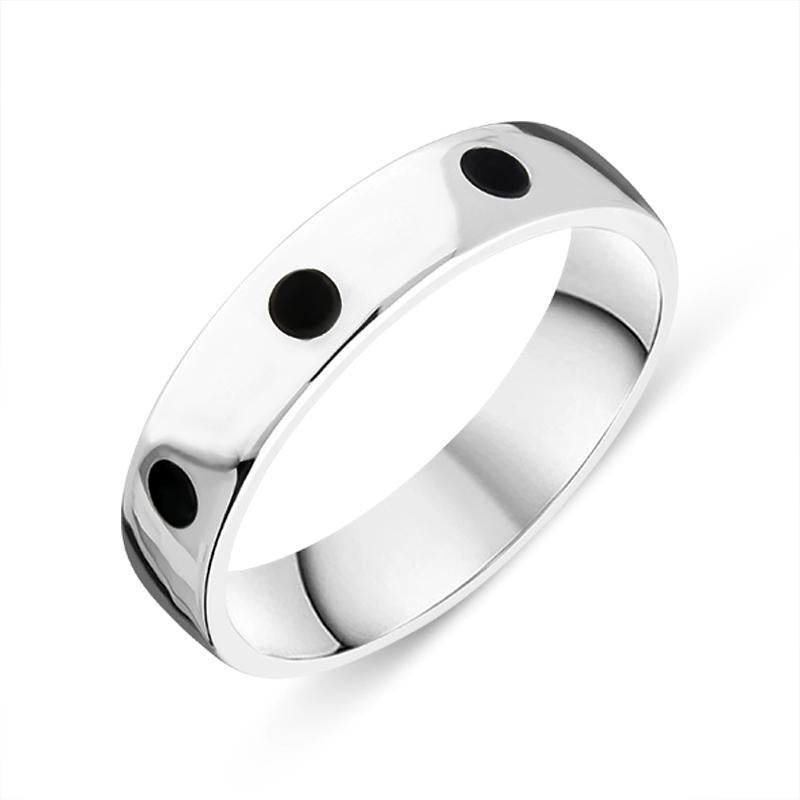 Sterling Silver Whitby Jet 5mm Wedding Band Ring