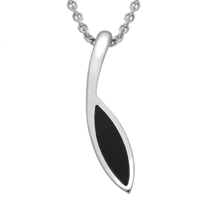 Sterling Silver Whitby Jet Toscana Marquise Necklace - Silver