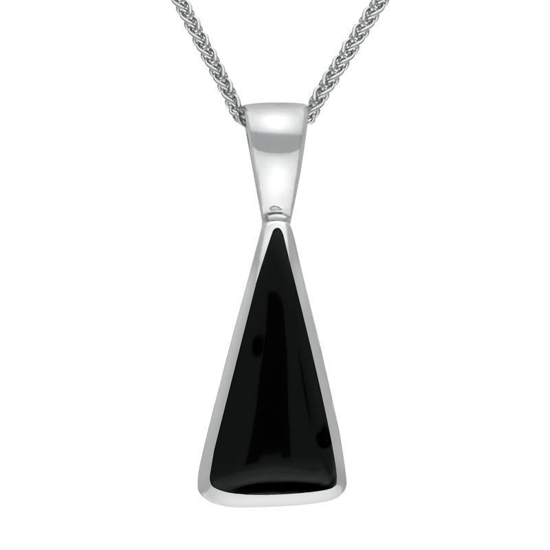 Sterling Silver Whitby Jet Triangle Shape Necklace - Option1 Value Silver