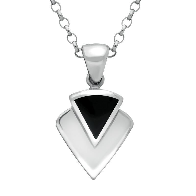 Sterling Silver Whitby Jet Triangular Arrowhead Necklace - Silver