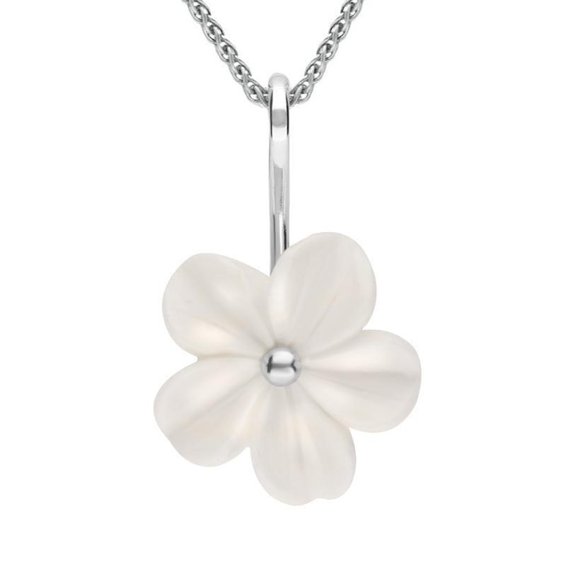 Sterling Silver White Agate Tuberose 22mm Desert Rose Necklace - Silver