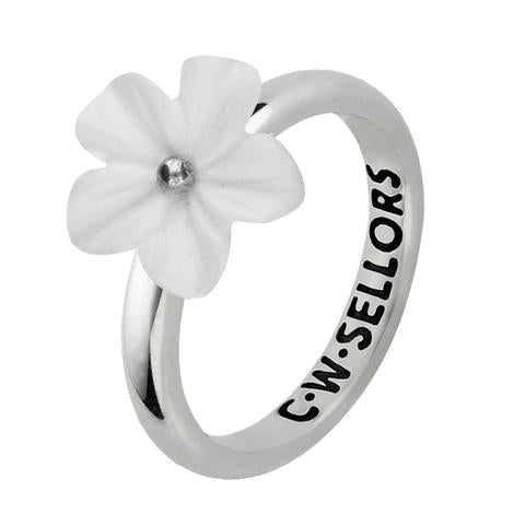 Sterling Silver White Agate Tuberose 12mm Desert Rose Ring - Silver