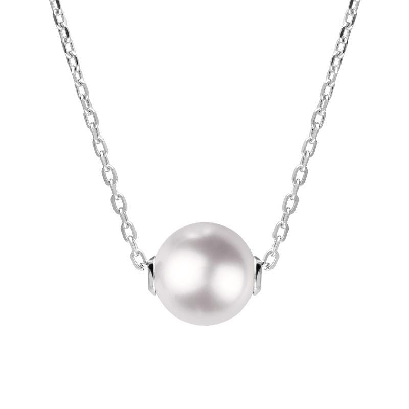 Sterling Silver White Pearl Bead Necklace