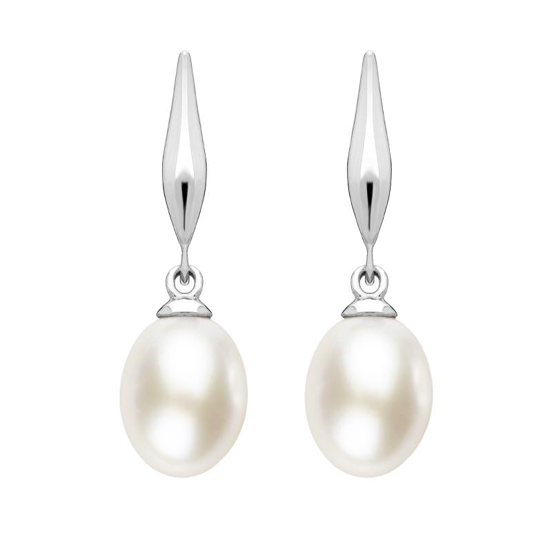 Sterling Silver White Pearl Drop Earrings