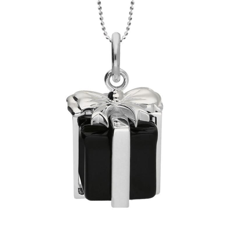 Sterling Silver Black Onyx Christmas Present Necklace - Option1 Value Silver