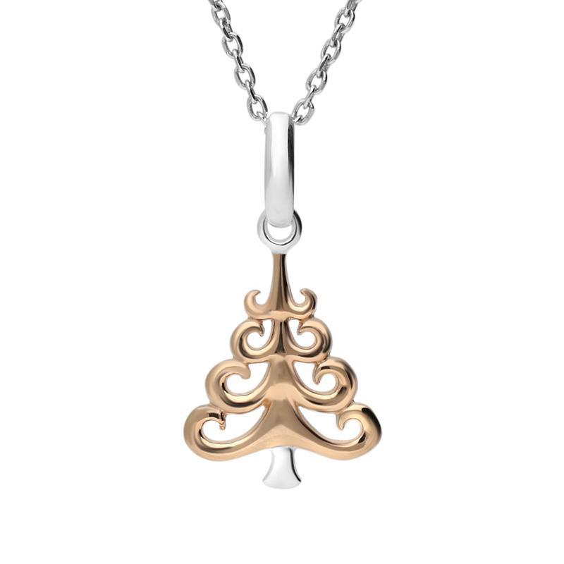 Rose Gold Sterling Silver Plated Christmas Tree Necklace - Option1 Value Silver