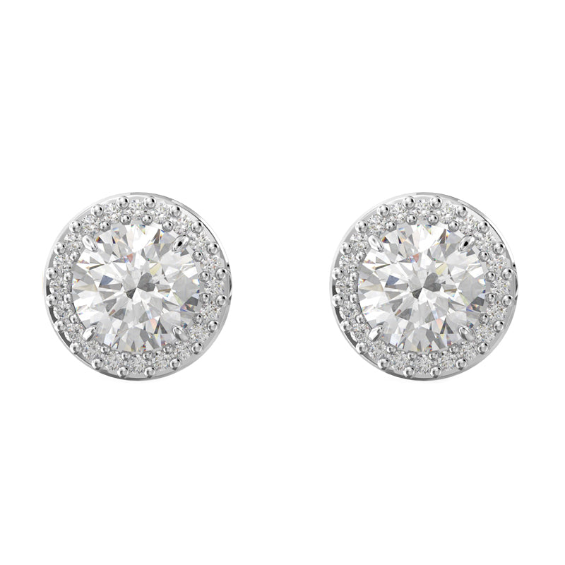 Swarovski Constella Rhodium Plated White Crystal Pave Stud Earrings - Silver