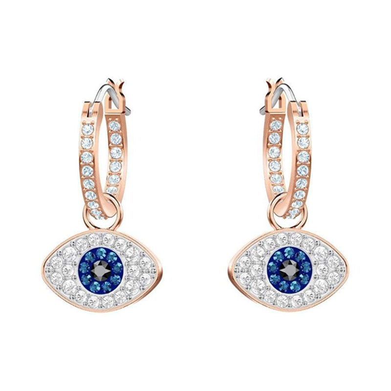 Swarovski Evil Eye Multi Coloured Hoop Earrings - Silver