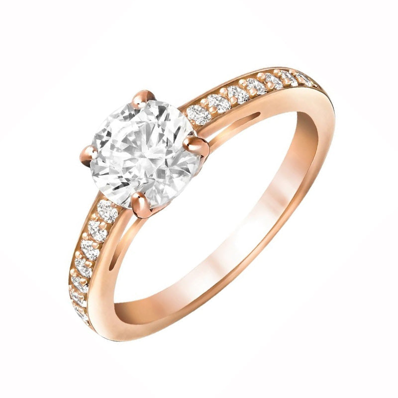 Swarovski Rose Gold White Crystal Attract Round Ring - Size 60 - Silver
