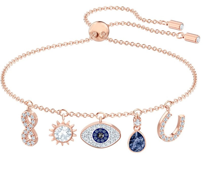 Swarovski Symbolic Rose Gold Tone Infinity Evil Eye Horseshoe Bracelet