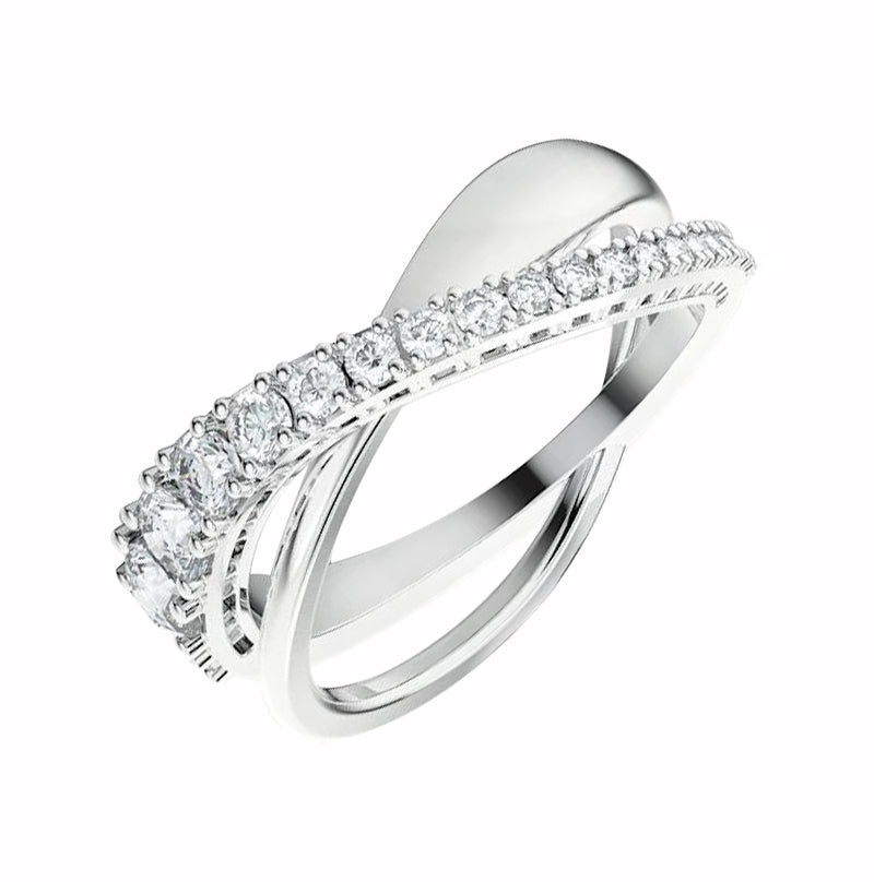 Swarovski Twist White Crystal Rhodium Plated Ring Size 55 - 55