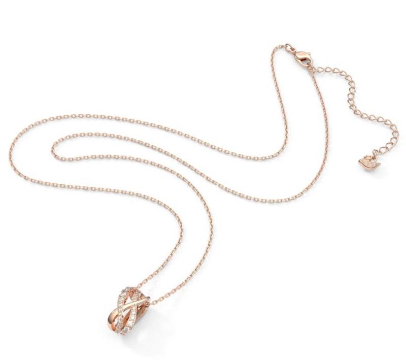Swarovski Twist White Crystal Rose Gold Tone Plated Necklace