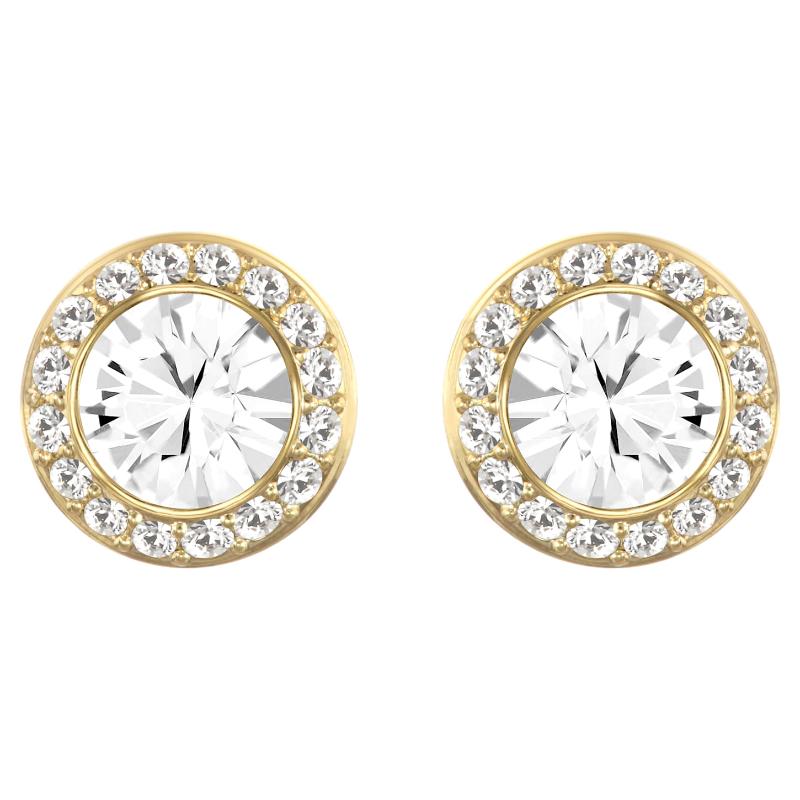 Swarovski Angelic White Yellow Gold Plated Stud Earrings