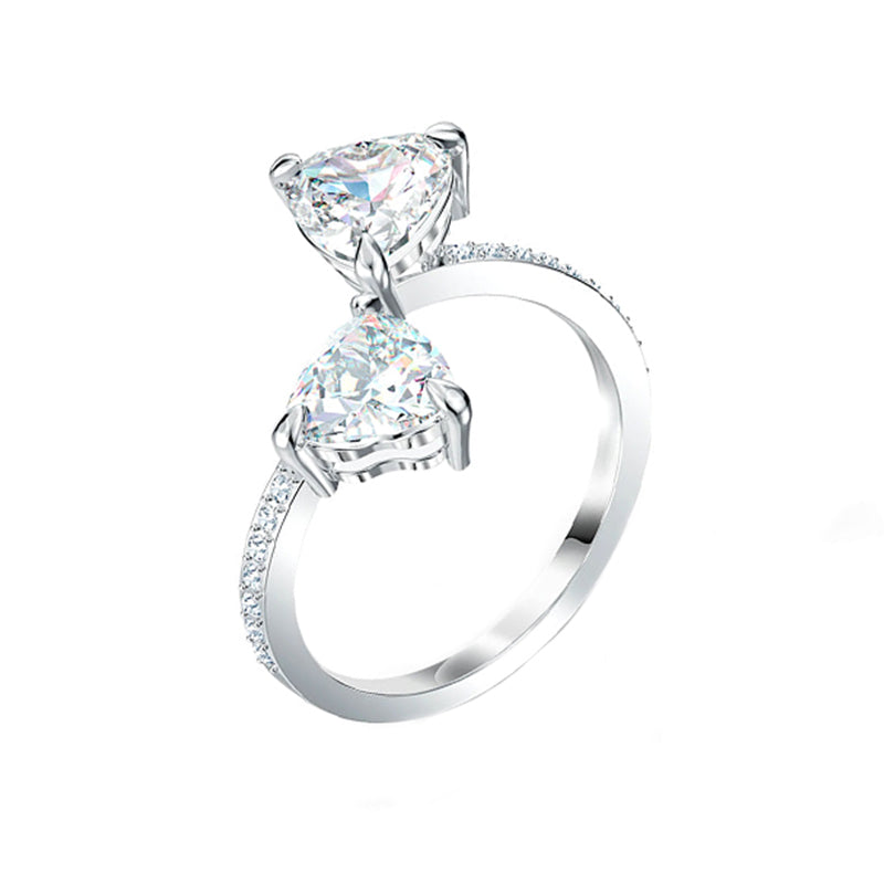 Swarovski Attract Soul Heart Crystal White Rhodium Plated Ring - 55