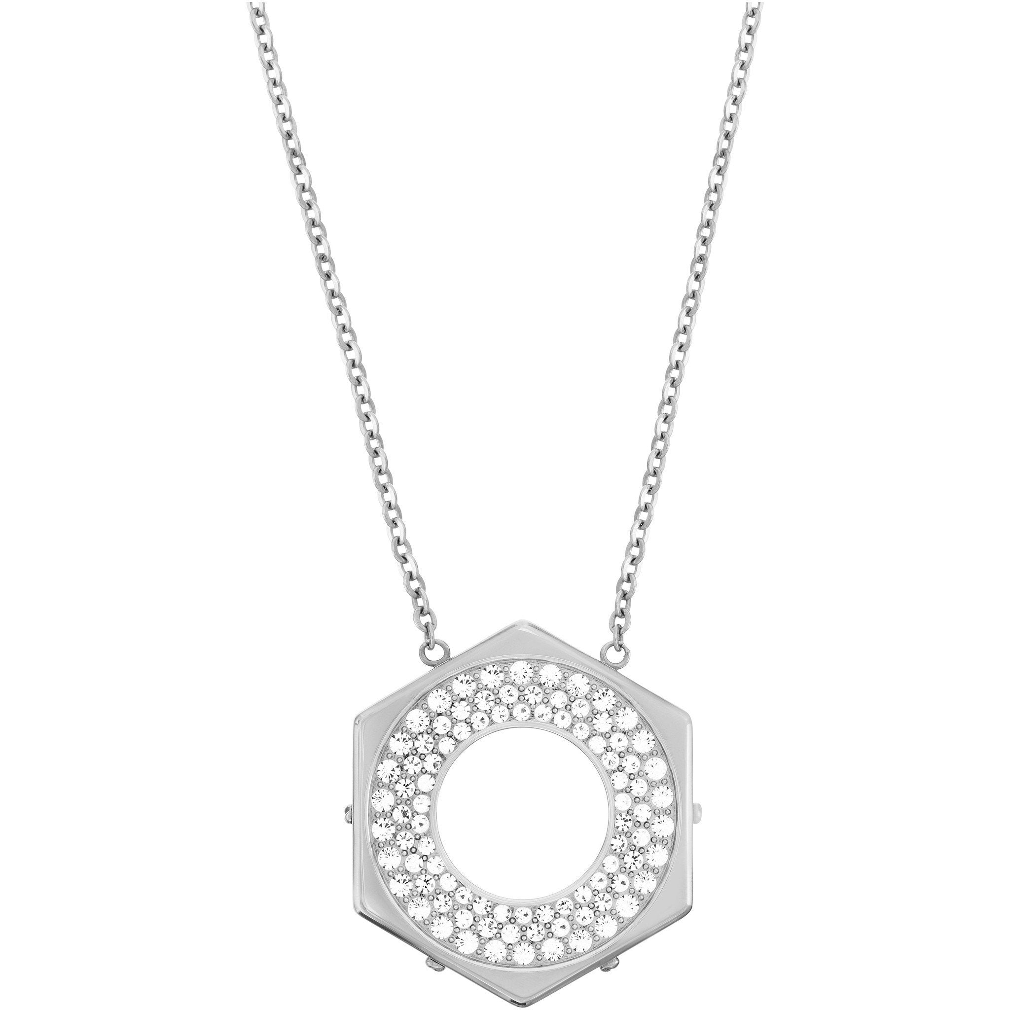 Swarovski Rhodium White Crystal Bolt Necklace D - Rhodium