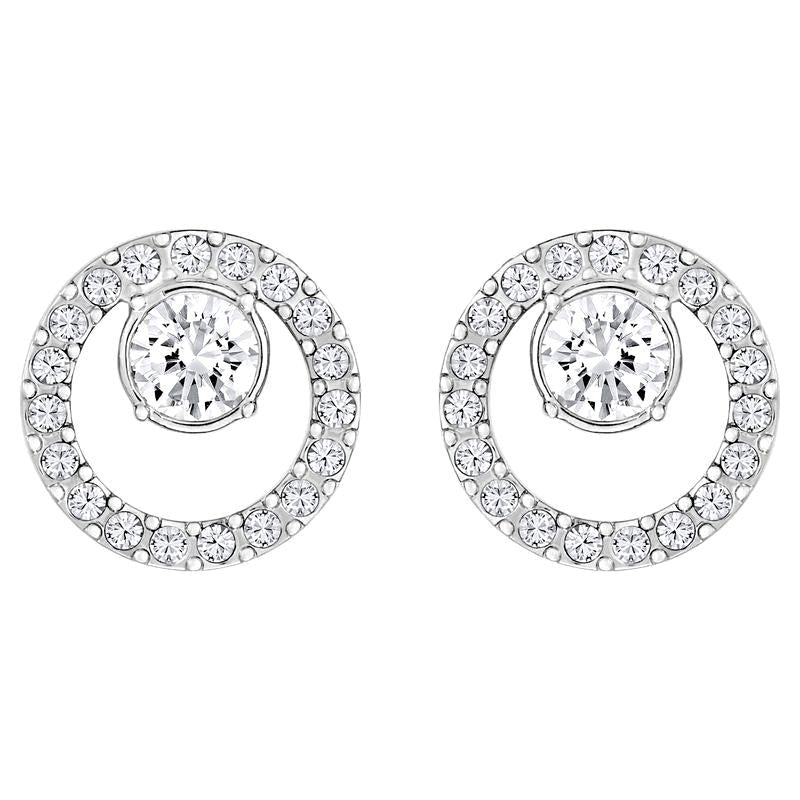 Swarovski Creativity Circle White Rhodium Plated Earrings - Silver
