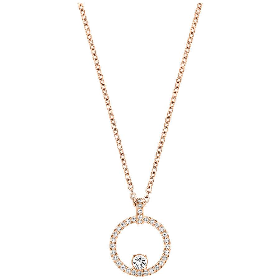 Swarovski Creativity Rose Gold Plated Clear Crystal Circular Pendant - Silver