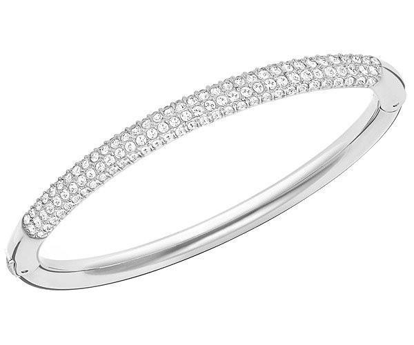 Swarovski Rhodium White Crystal Mini Bangle Medium - Rhodium