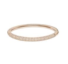Swarovski Rose Gold White Crystal Stone Mini Bangle Large - Rose Gold