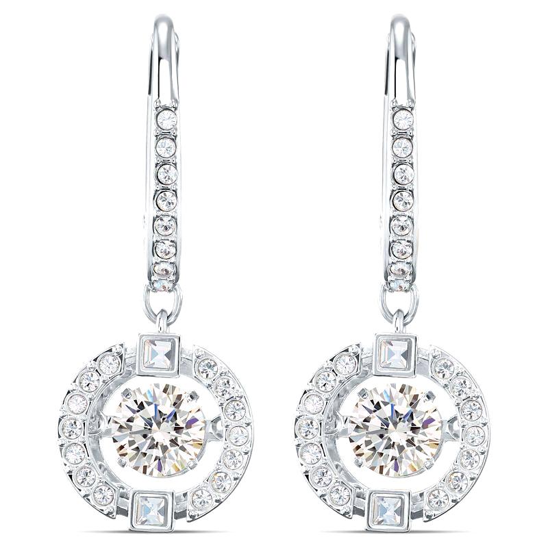 Swarovski Sparkling Dance Crystal White Rhodium Plated Earrings - Silver