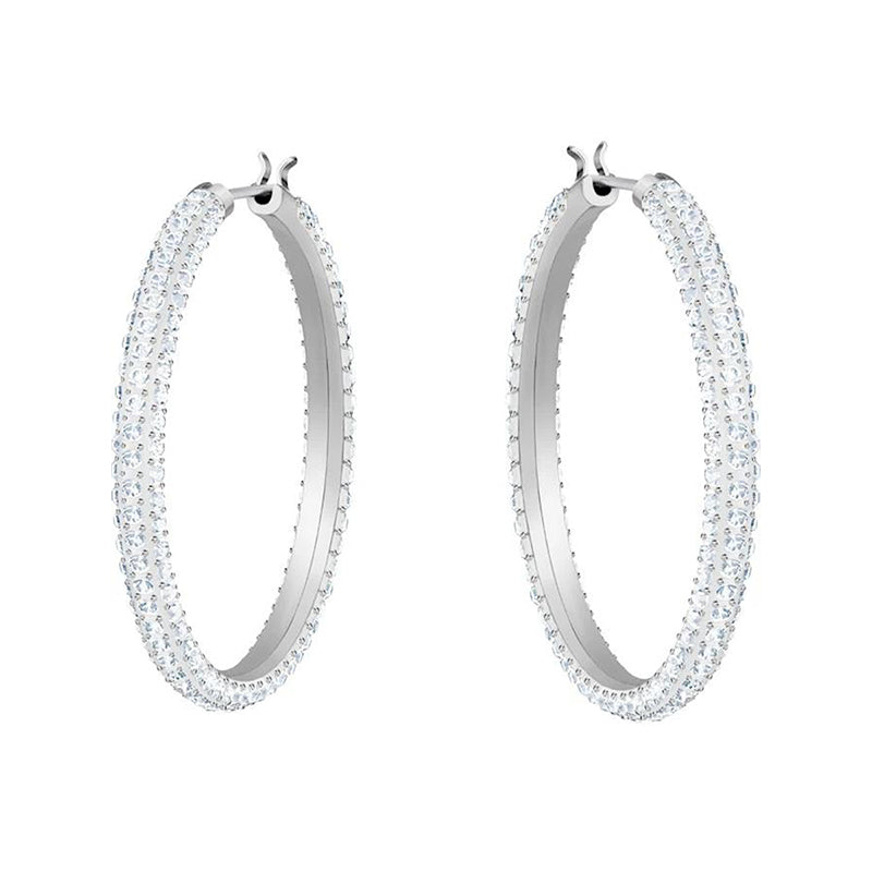 Swarovski Stone Rhodium Plated Hoop Earrings