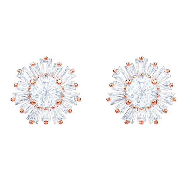 Swarovski Sunshine White Stone Rose Gold Plated Earrings - Rose Gold
