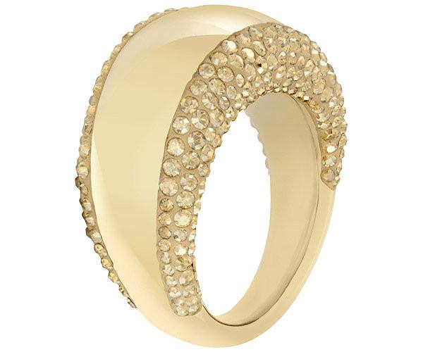 Swarovski Yellow Gold Golden Crystal Pebble Ring Size 55 D - Yellow Gold