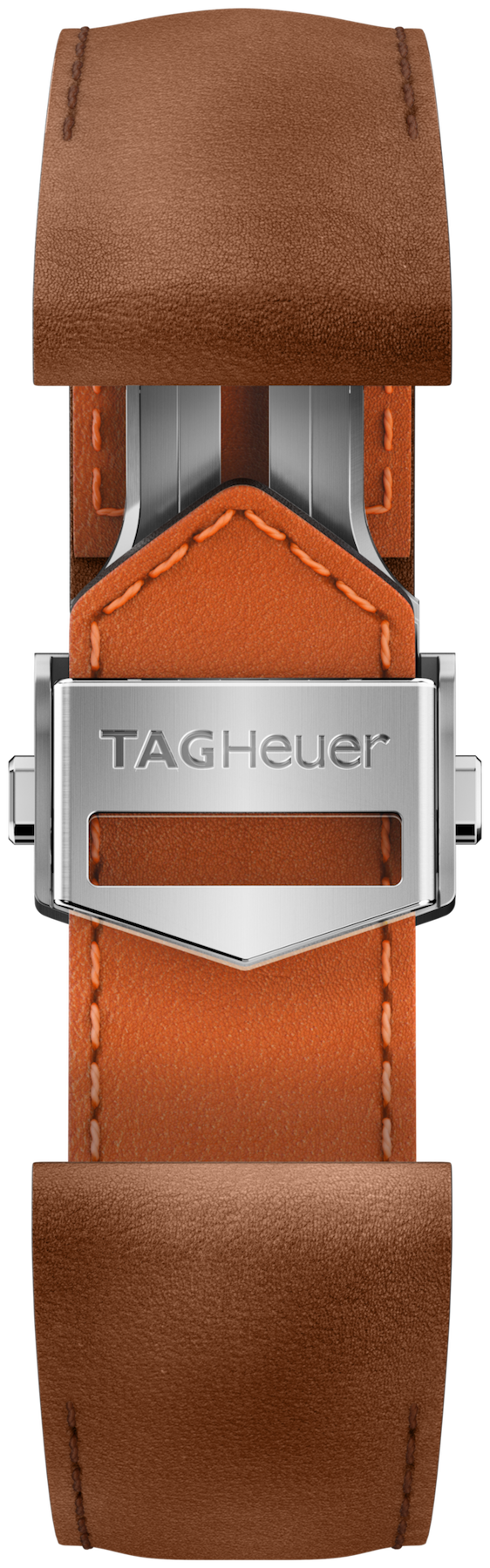 TAG Heuer Strap Connected 42mm Leather Brown Folding Buckle BC6618 - Brown