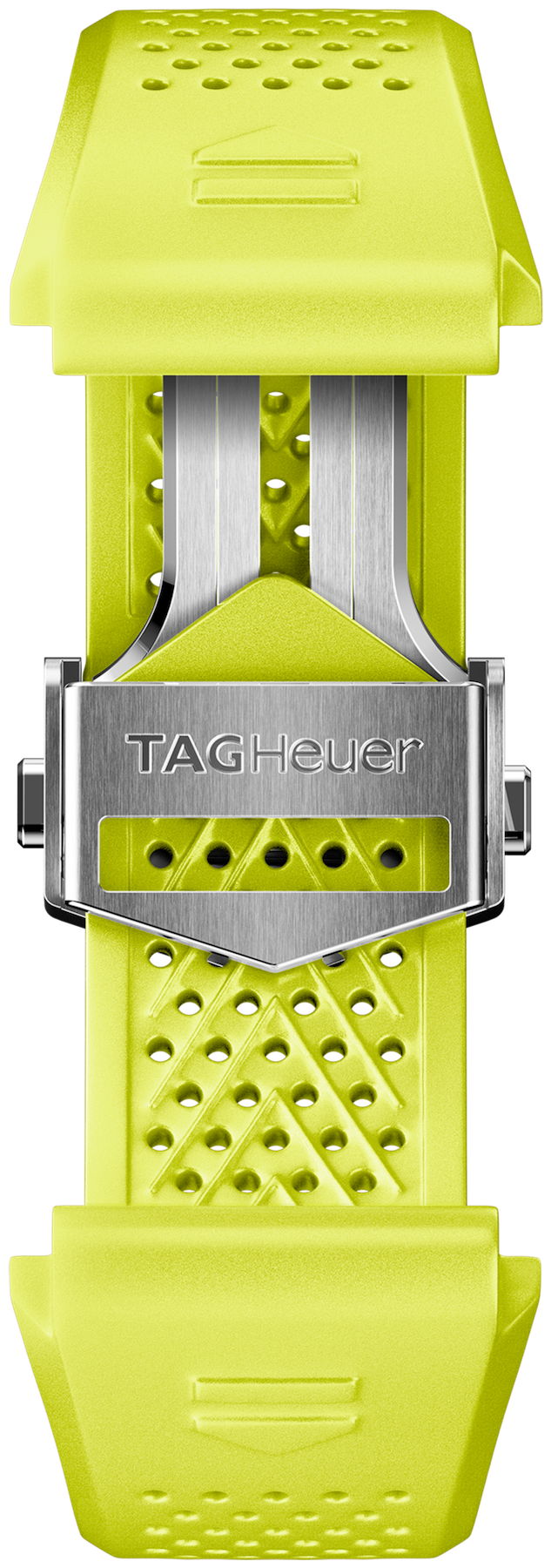 TAG Heuer Strap Connected 45mm Rubber Lime Yellow Folding Buckle BT6267 - Yellow