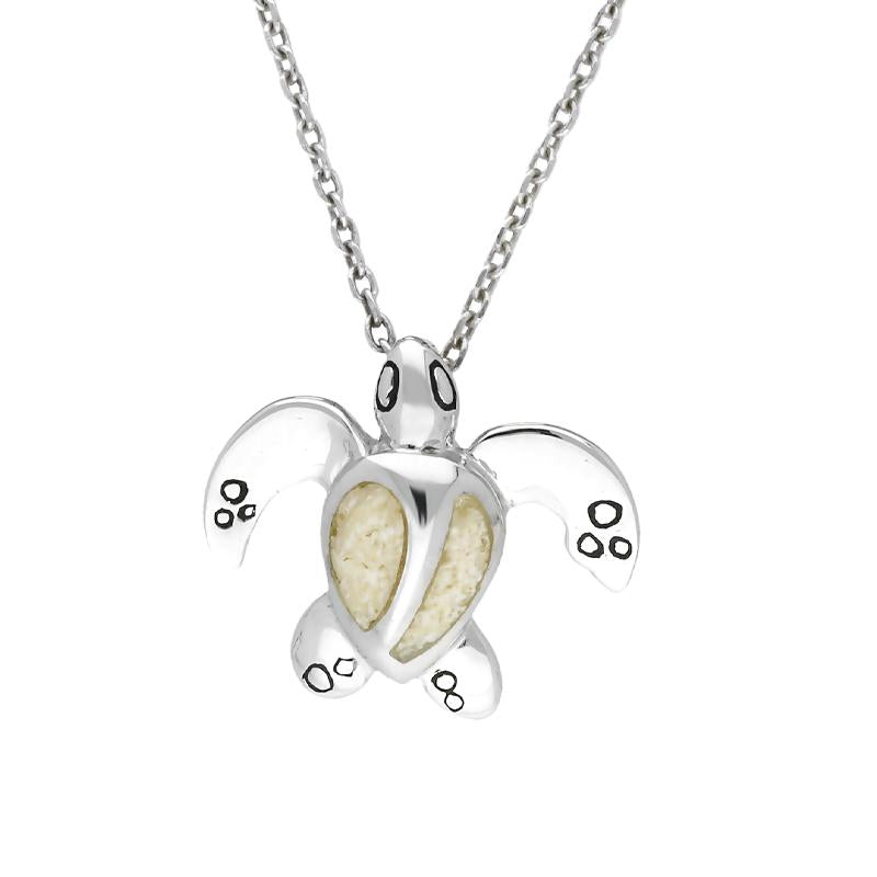 Sterling Silver Coquina Tiny Two Stone Turtle Necklace - Option1 Value Silver