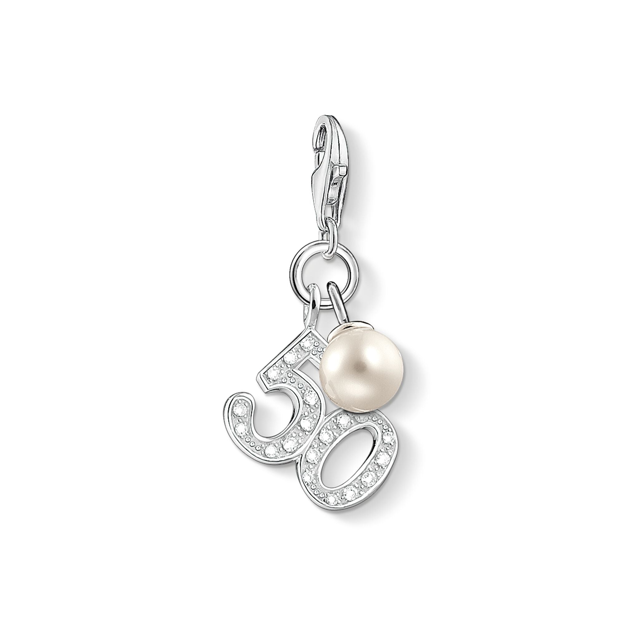 Thomas Sabo Charm Club Sterling Silver Zirconia Pearl 50 Charm - Silver