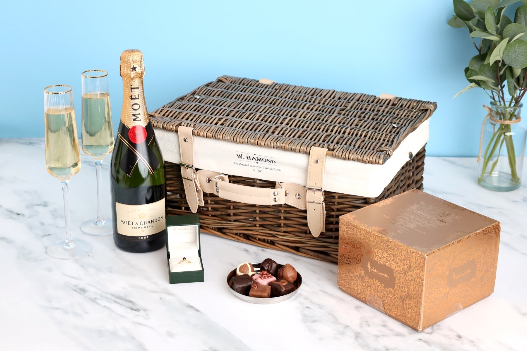 The Champagne Chocolate Proposal Hamper - 18ct White Gold