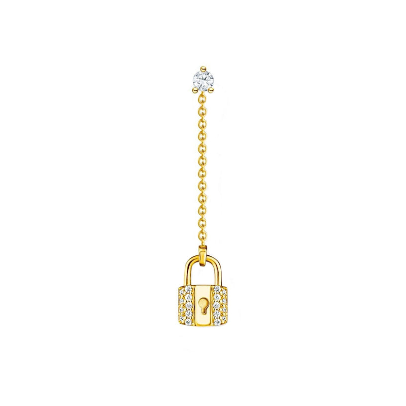 Thomas Sabo Charm Club Yellow Gold Plated Sterling Silver Lock Single Drop Earring - Gold