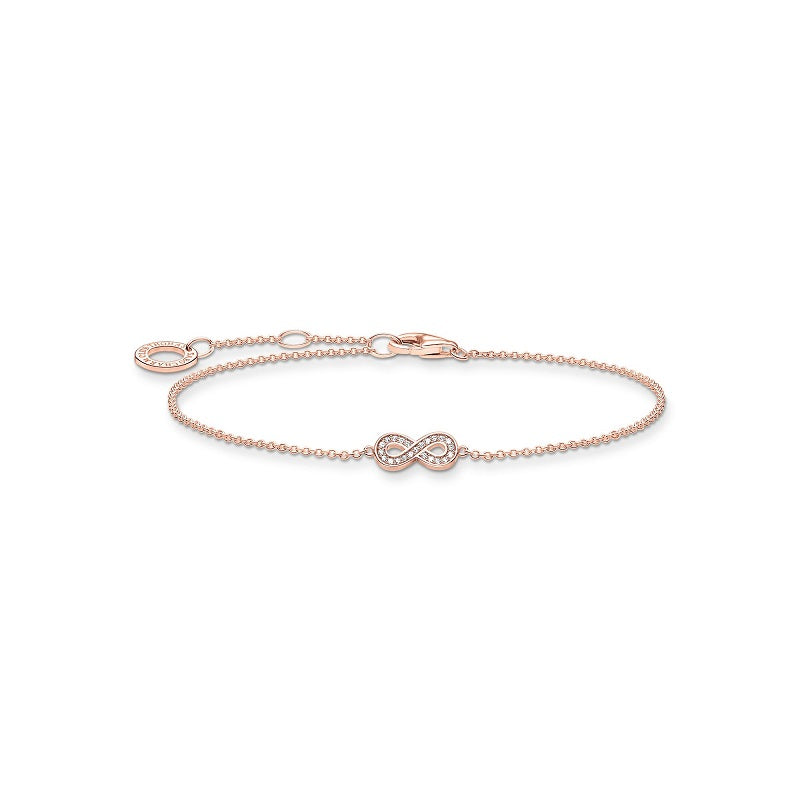 Thomas Sabo Charm Club Rose Gold Plated Cubic Zirconia Infinity Bracelet - Silver