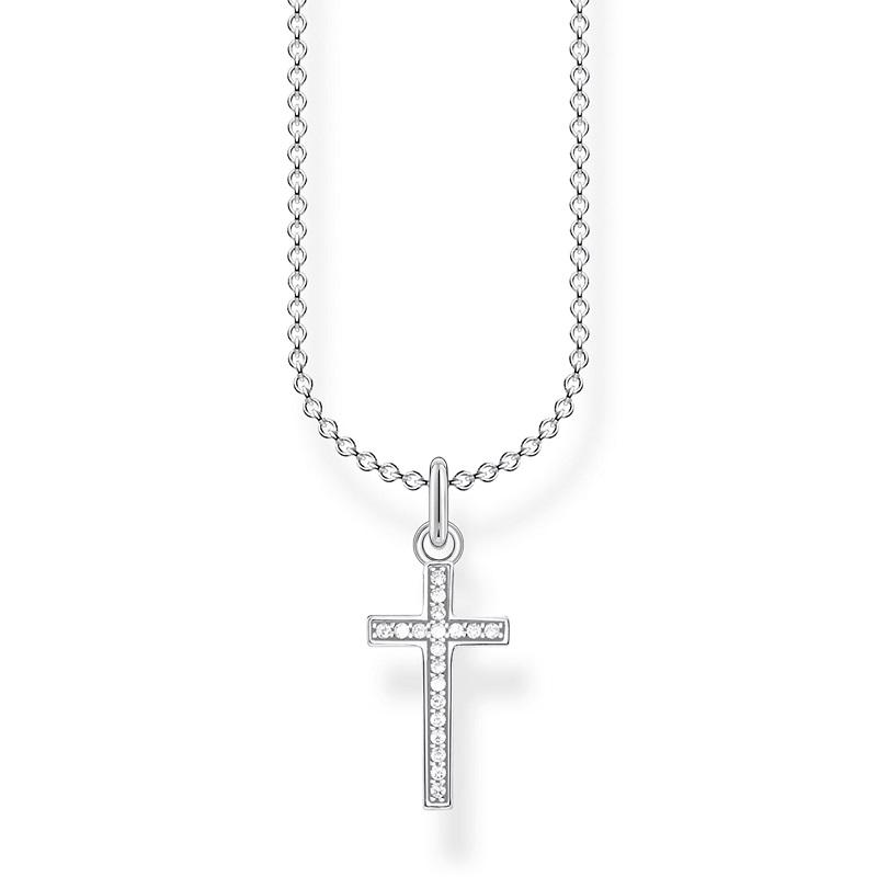 Thomas Sabo Charm Club Sterling Silver Cross Pave Necklace