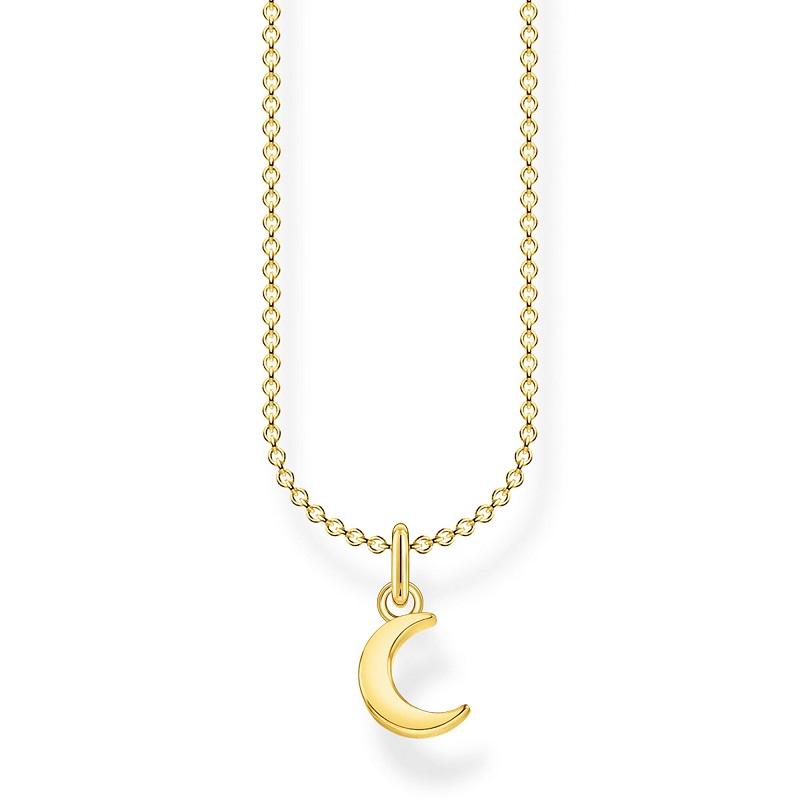 Thomas Sabo Charm Club Sterling Silver Gold Plated Moon Necklace