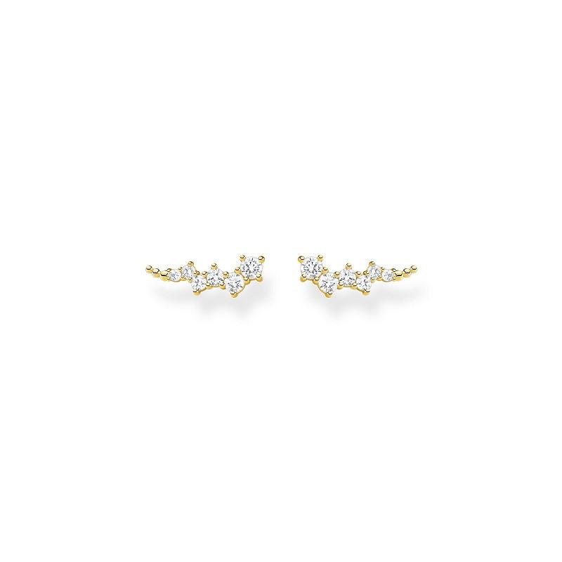 Thomas Sabo Charm Club Sterling Silver Gold Plated White Stones Ear Climber Earrings