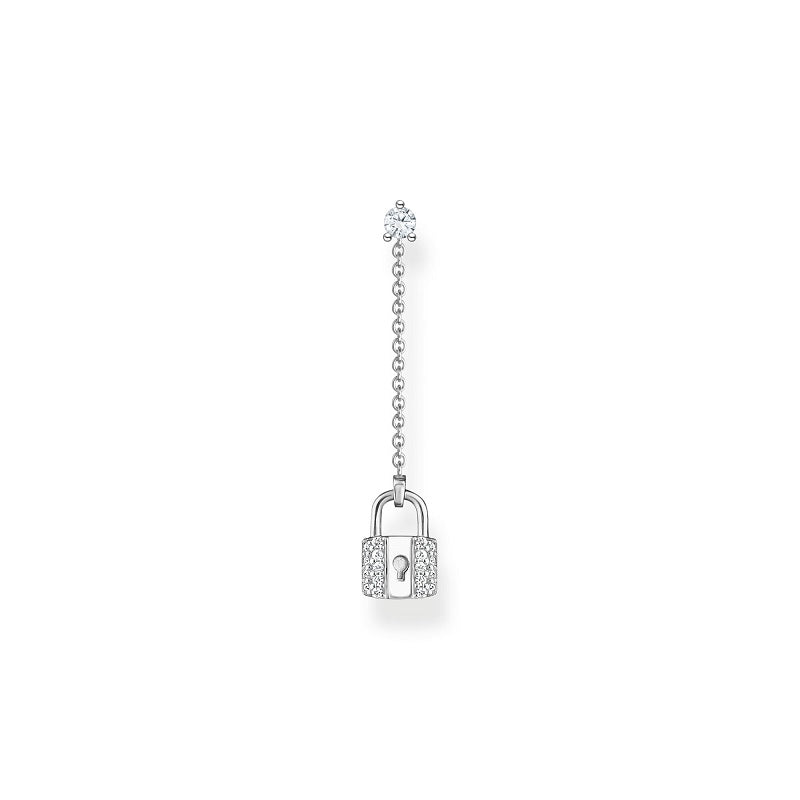 Thomas Sabo Charm Club Sterling Silver Lock Single Drop Earring - Silver